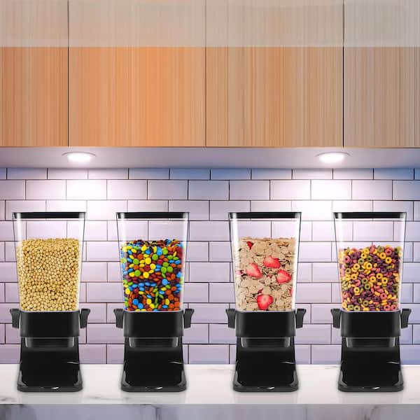 2-Piece 5 Liters Cereal Dispenser Countertop in Black, Organization and Storage Containers for Kitchen Dry Food