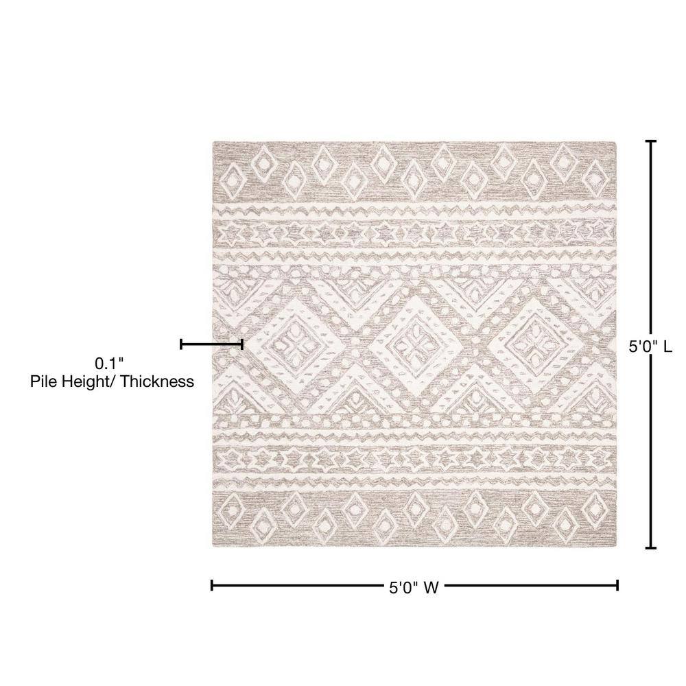 Hand-tufted Elegance Round Gray Wool 59" Area Rug