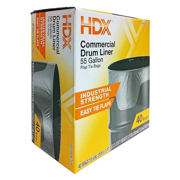 HDX 55 Gallon Clear Heavy-Duty Flap Tie Drum Liner Trash Bags (80-Count)  HD55WC040C-2PK - The Home Depot