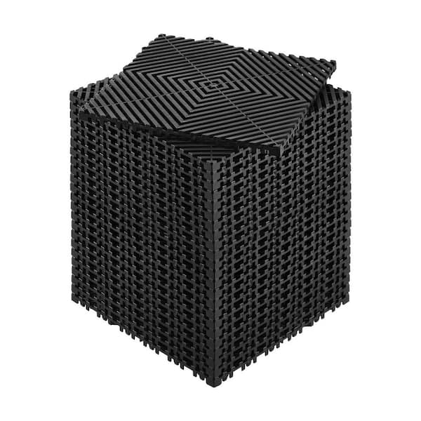 Interlocking Drainage Mat, 24 Pcs Drainage Mats, 12in. x 12in. Modular Interlocking Cushion, Non-Slip Black PP Drainage