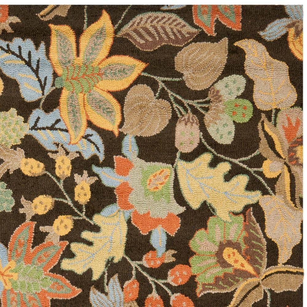 Handmade Tufted Black Wool Area Rug 95"x8"