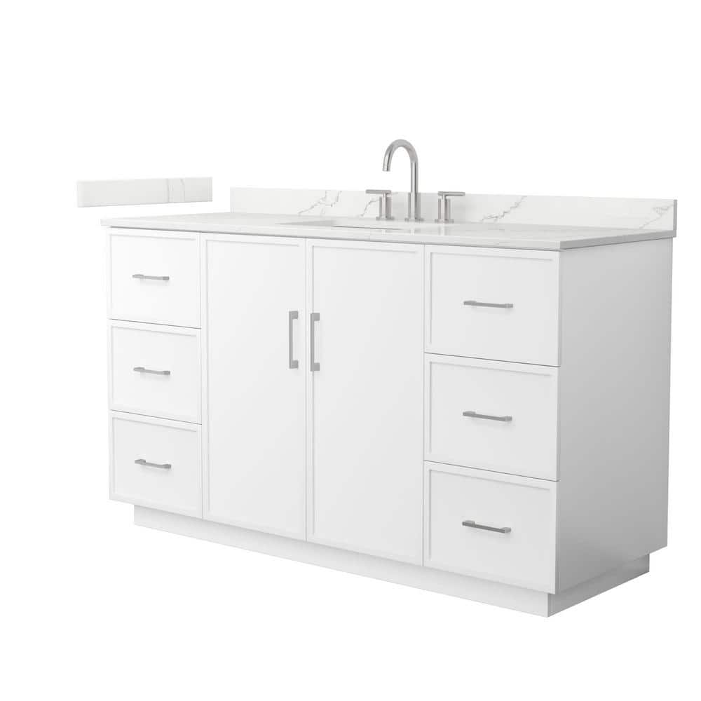 Elan TK 60 in. Single Freestanding White Bath Vanity with Giotto Quartz Top (Assembled) price history on PriceWatchPro