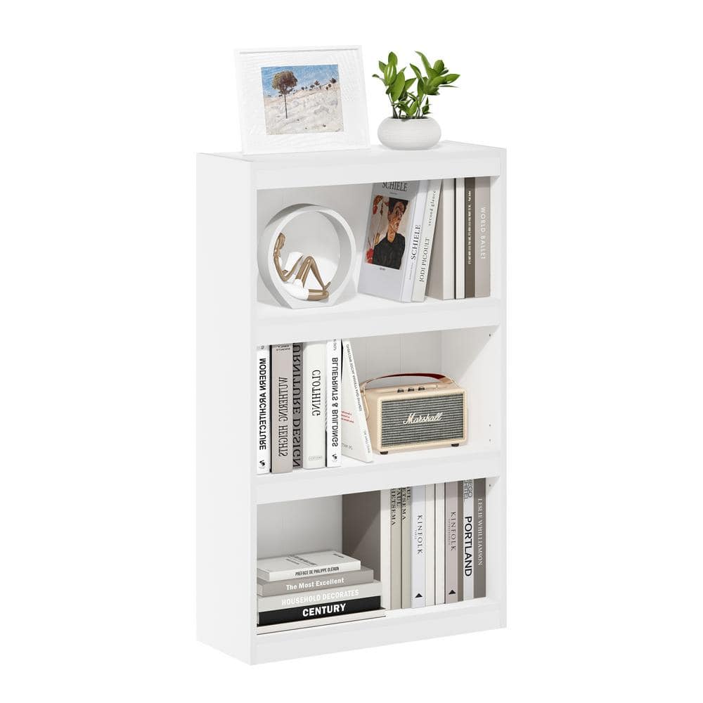 White Adjustable 3-Tier Wooden Shelf Bookcase