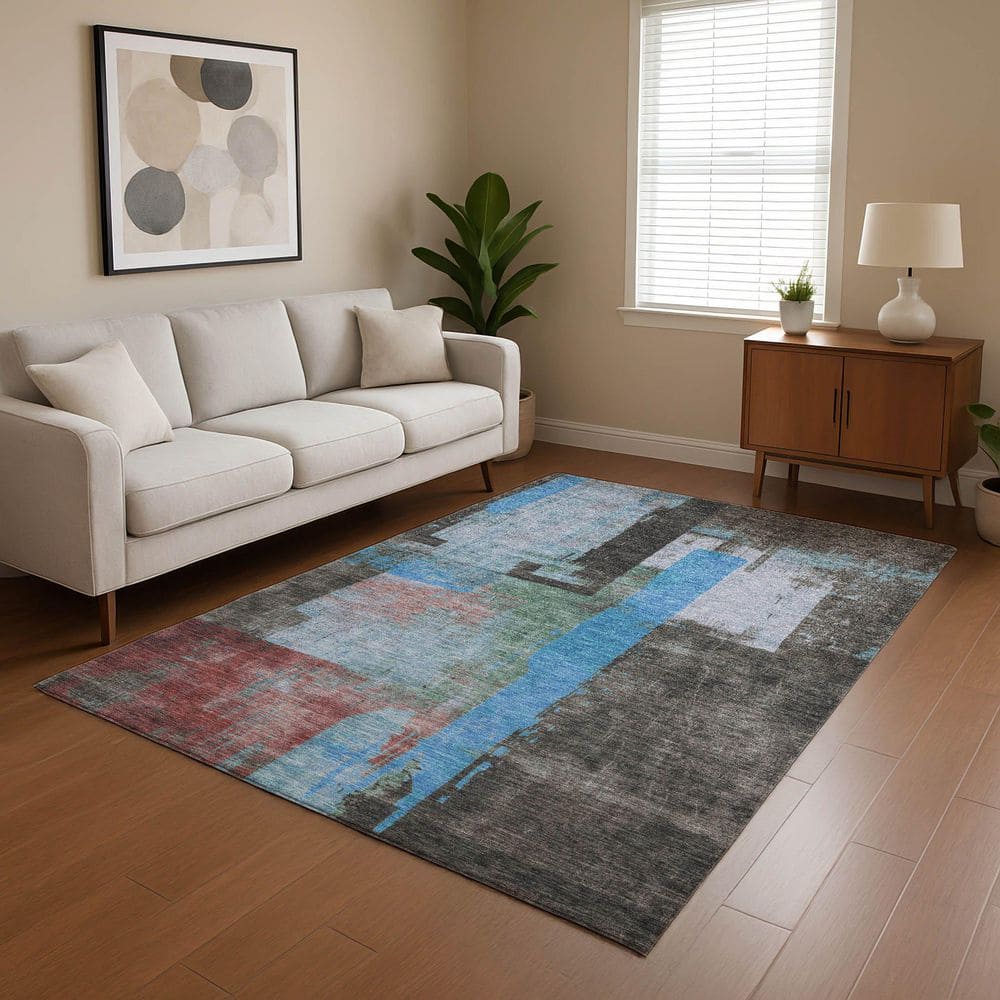 Mayfield Premium Machine Washable Abstract AMF1779 Sky 5 ft. x 7 ft. 6 in. Area Rug price history on PriceWatchPro