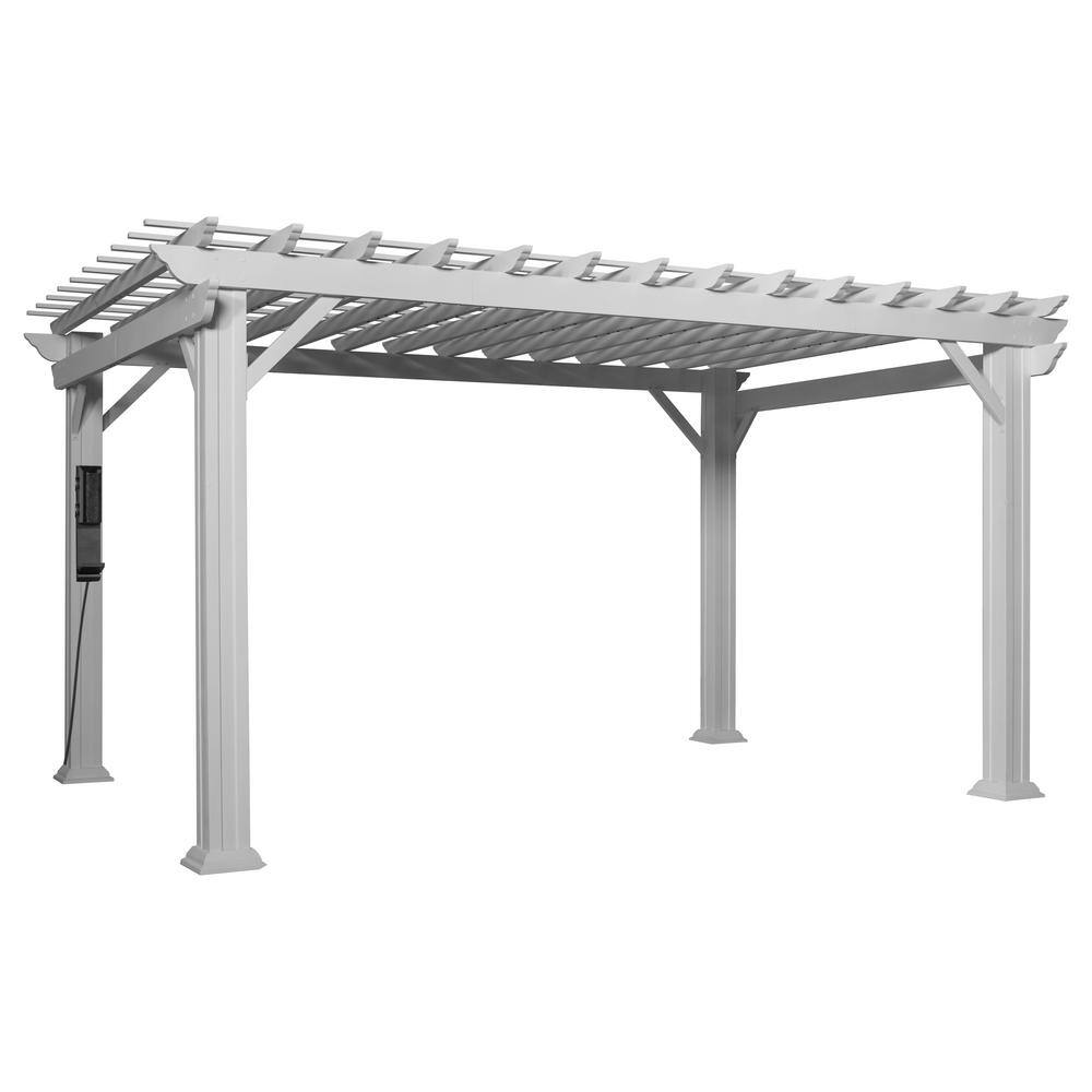 Hawthorne 14x12 White Galvanized Steel Pergola with Canopy