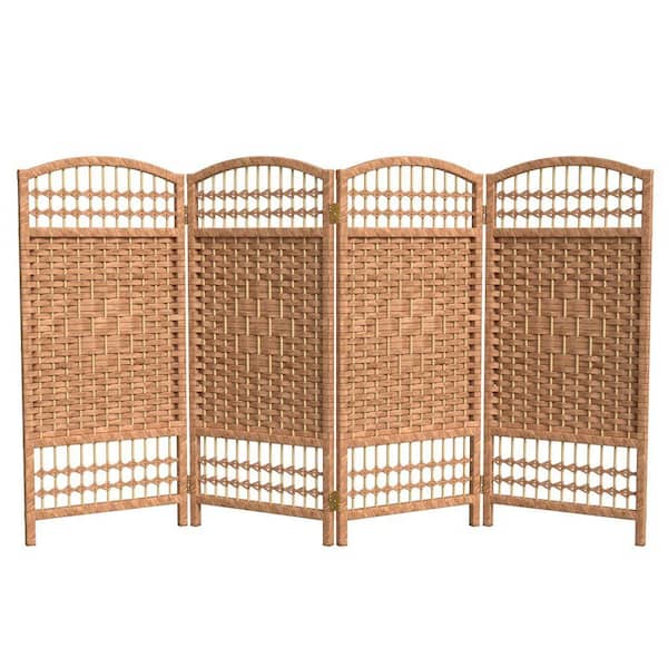 3 ft. Short Fiber Weave Folding Screen - Natural - 4 Panels