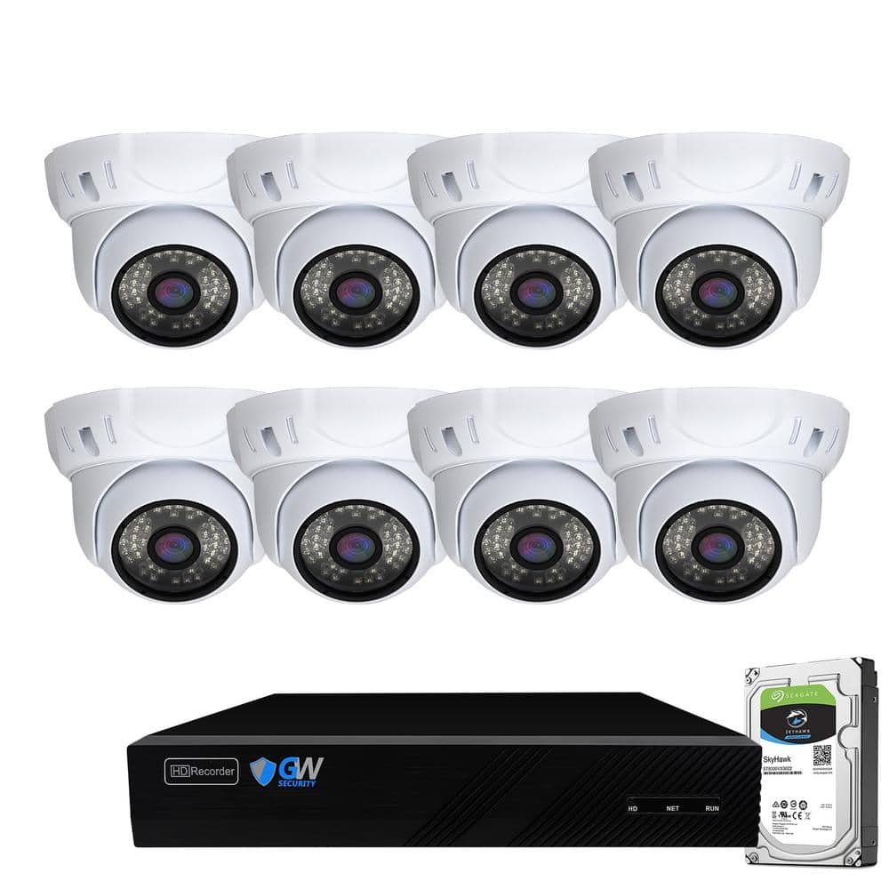 GW Security 8Channel 5MP NVR 2TB Security Camera System with 8 Wired