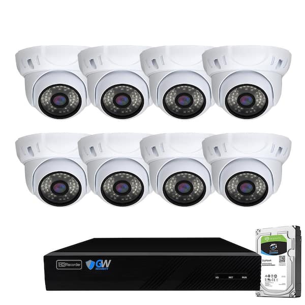 GW Security 8-Channel 5MP NVR 2TB Security Camera System with 8 Wired IP Cameras Turret Fixed Lens, Built-In Mic, Human Detection