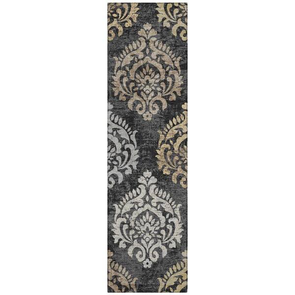 Chantille Machine Washable Indoor/Outdoor Abstract ACN3148 Black 2 ft. x 7 ft. Runner Rug