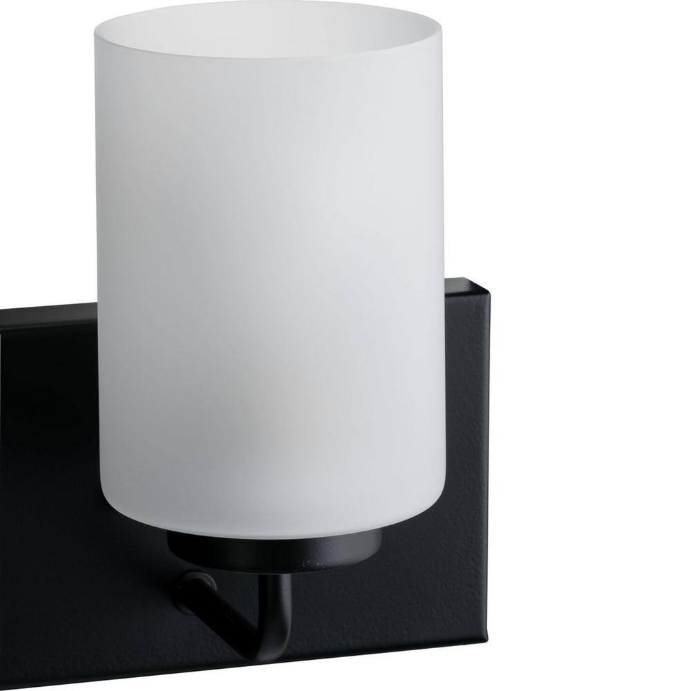 Matte Black 3-Light Bath Vanity with Etched Glass Shades