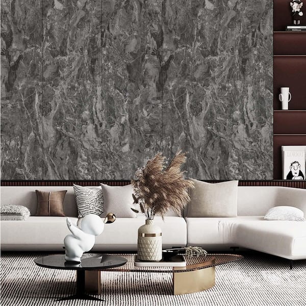 Elegant Marble Vinyl Peel & Stick Wallpaper Roll Self Adhesive Dark Gray Textured Contact Paper (cover 30.78 sq. ft. )