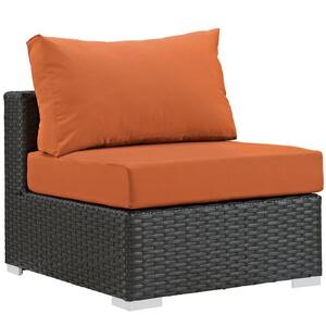 Sojourn Patio Fabric Sunbrella Wicker Armless Middle Outdoor Sectional Chair with Canvas Tuscan Cushions