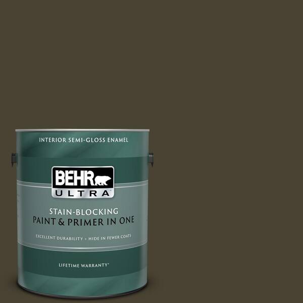 BEHR ULTRA 1 gal. #UL160-23 Espresso Beans Semi-Gloss Enamel Interior Paint and Primer in One