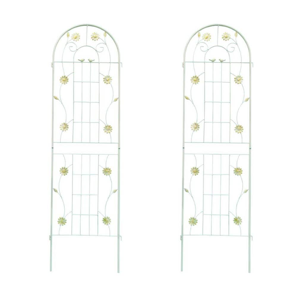 71 in. Cream White Iron Arch Garden Trellis, Fence Plant Trellis for Outdoor Climbing Roses Vines Support (2-Pack) price history on PriceWatchPro