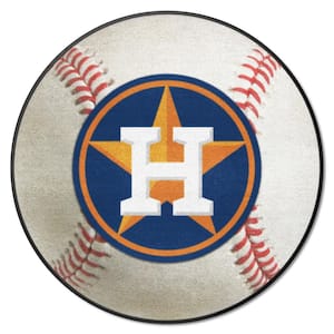 Houston Astros White 2  ft. Round Baseball Rug