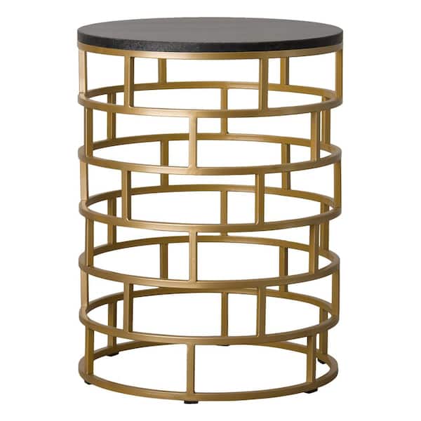 Emissary 22.5 in. Gold Metal Mason Outdoor Side Table