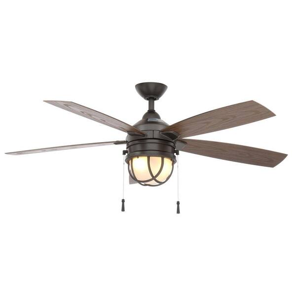 Hampton Bay Seaport 52 in. Indoor/Outdoor Natural Iron Ceiling Fan with Light Kit