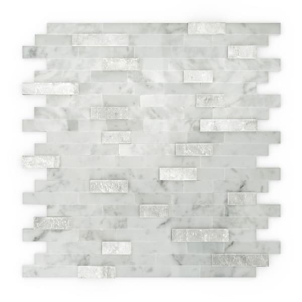 Inoxia SpeedTiles Camarillo White and Gray 11.77 in. x 11.57 in. x 8 mm Stone Self-Adhesive Mosaic Wall Tile (11.4 sq. ft. /case)