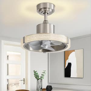 Preen 16 in. Indoor Integrated LED Satin Nickel Ceiling Fan with Remote and Light Included