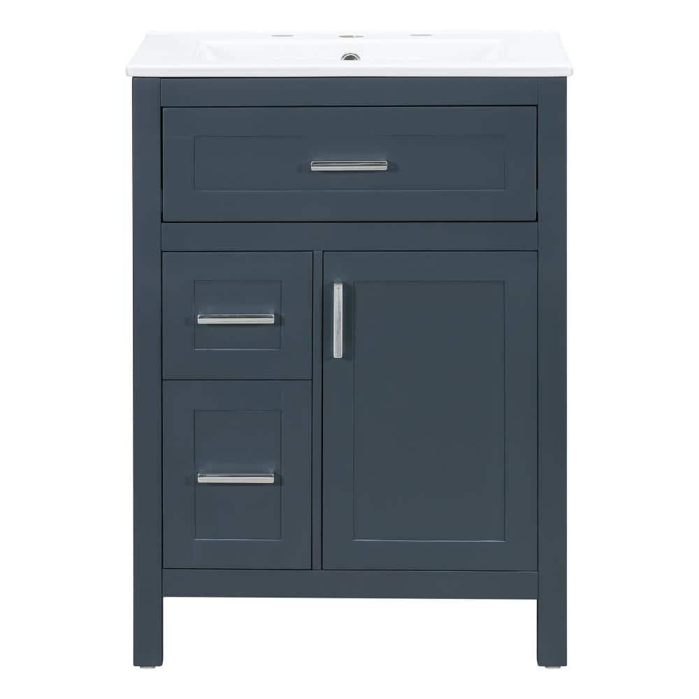 24in. W in Single of Sink Soft Close Door Vanity Blue Bath Vanity with White Ceramic Top Basin price history on PriceWatchPro