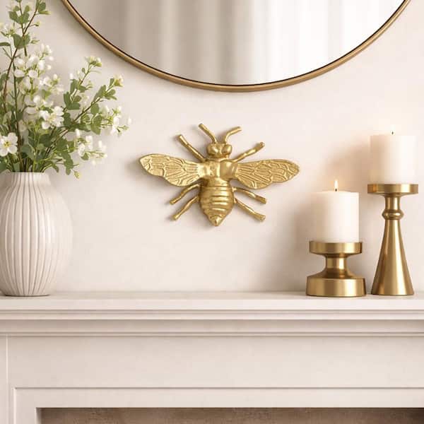 Gold 7.5 in. x 3 in. Metal Glam Busy Bee Figurine