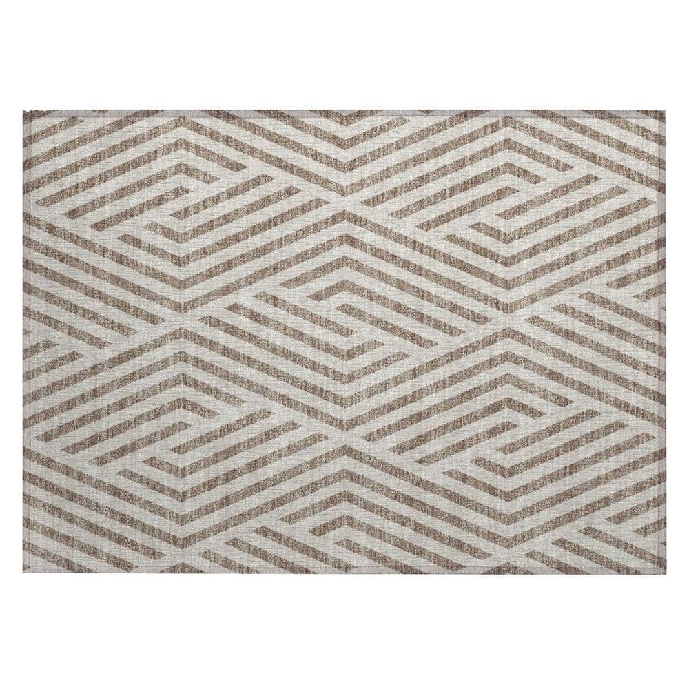 Taupe and Ivory 2 ft. x 3 ft. Woven Geometric Rectangle Indoor/Outdoor Area Rug price history on PriceWatchPro