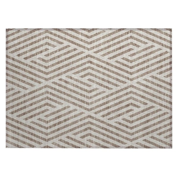 Taupe and Ivory 2 ft. x 3 ft. Woven Geometric Rectangle Indoor/Outdoor Area Rug