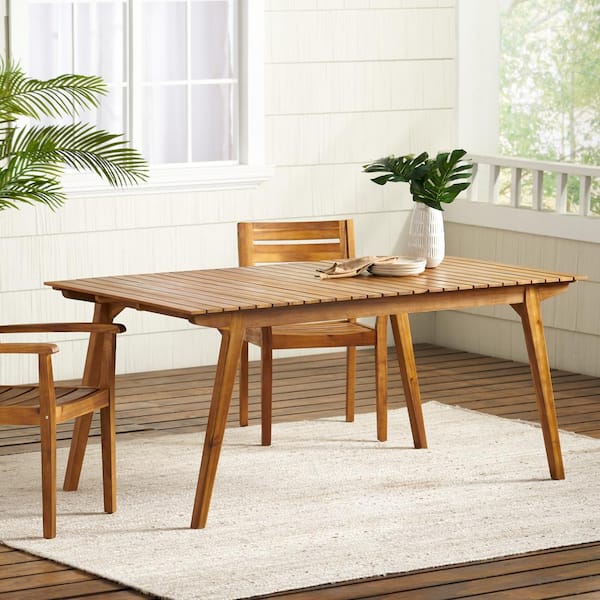 Harper & Bright Designs Teak Finish 100% Solid Wood Indoor/Outdoor Dining Table(Chairs not included)