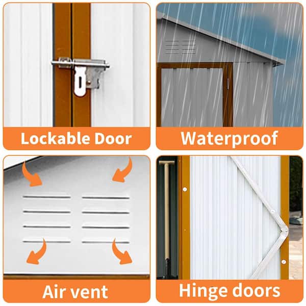 6 ft. D x 4 ft. W Outdoor Storage Metal Apex Shed, Foundation Include, Vents, 24 sq. ft. Coverage - No Floor