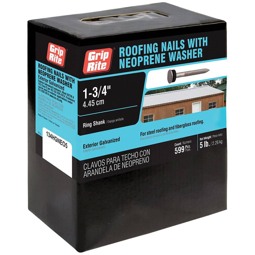 GripRite 10 x 13/4 in. HotGalvanized Steel Ring Shank Roofing Nails