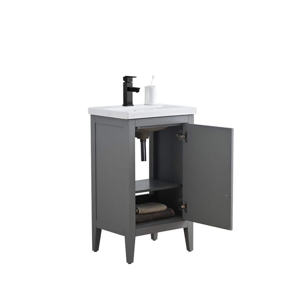 Cashmere Gray Single Bathroom Vanity with Ceramic Top and Matte Black Hardware