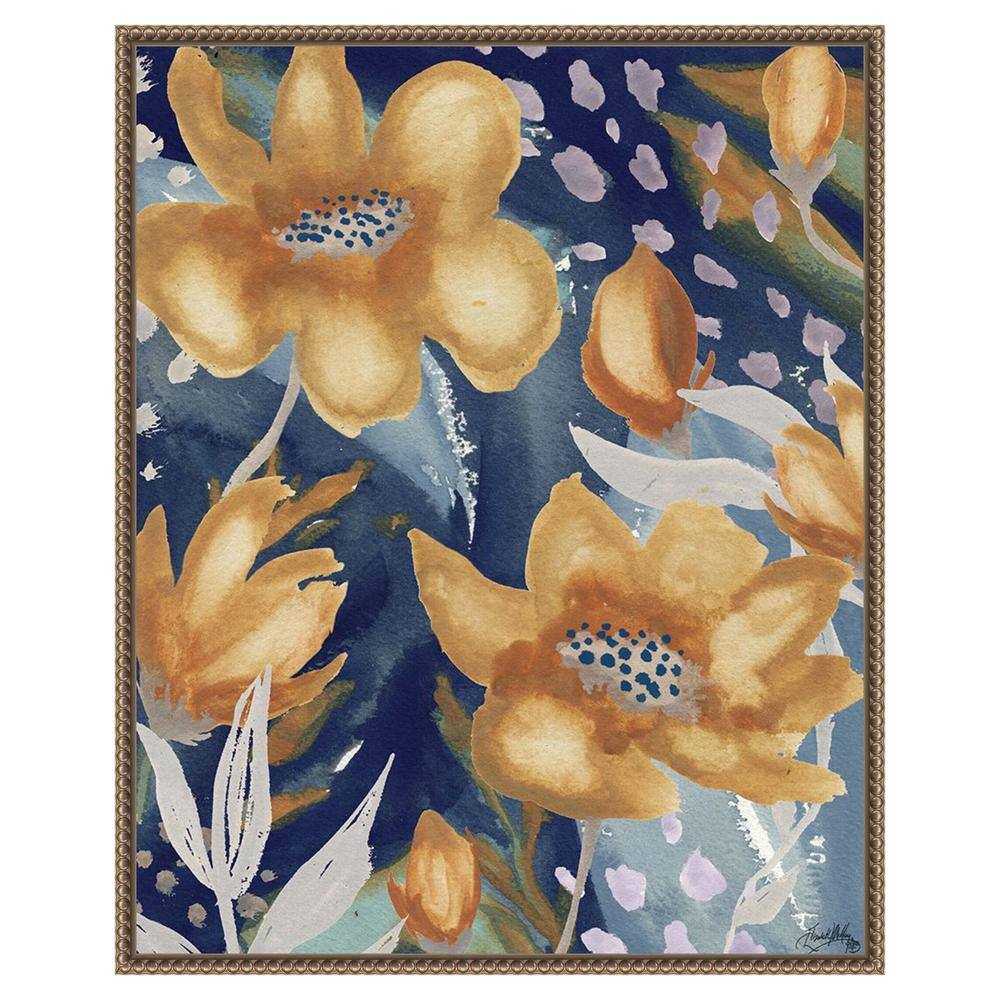 Golden Floral and Silver Petal Abstract Canvas Art