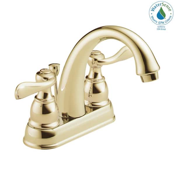 Delta Windemere 4 in. Centerset 2-Handle Bathroom Faucet in Polished Brass