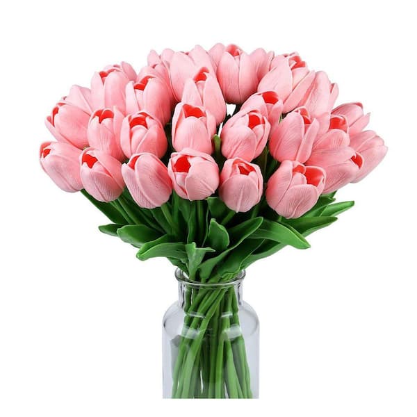 14 in. Pink Indoor/Outdoor Artificial Tulip