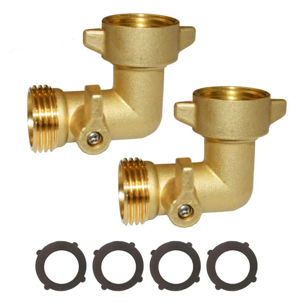 90-Degree 3/4 in. GHT Garden Hose Elbow Brass Garden Hose With 4 Pcs Washer