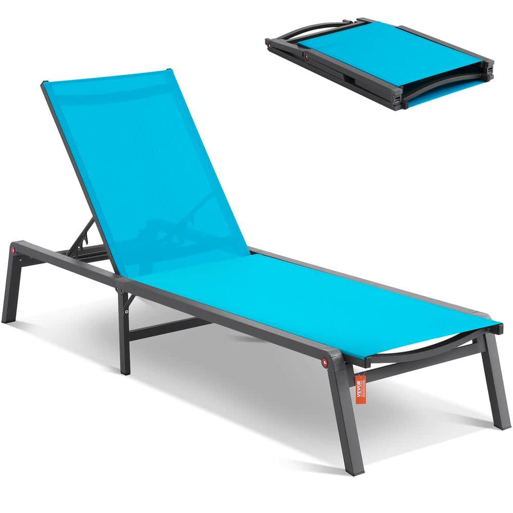 Blue Adjustable Aluminum Outdoor Chaise Lounge Chair