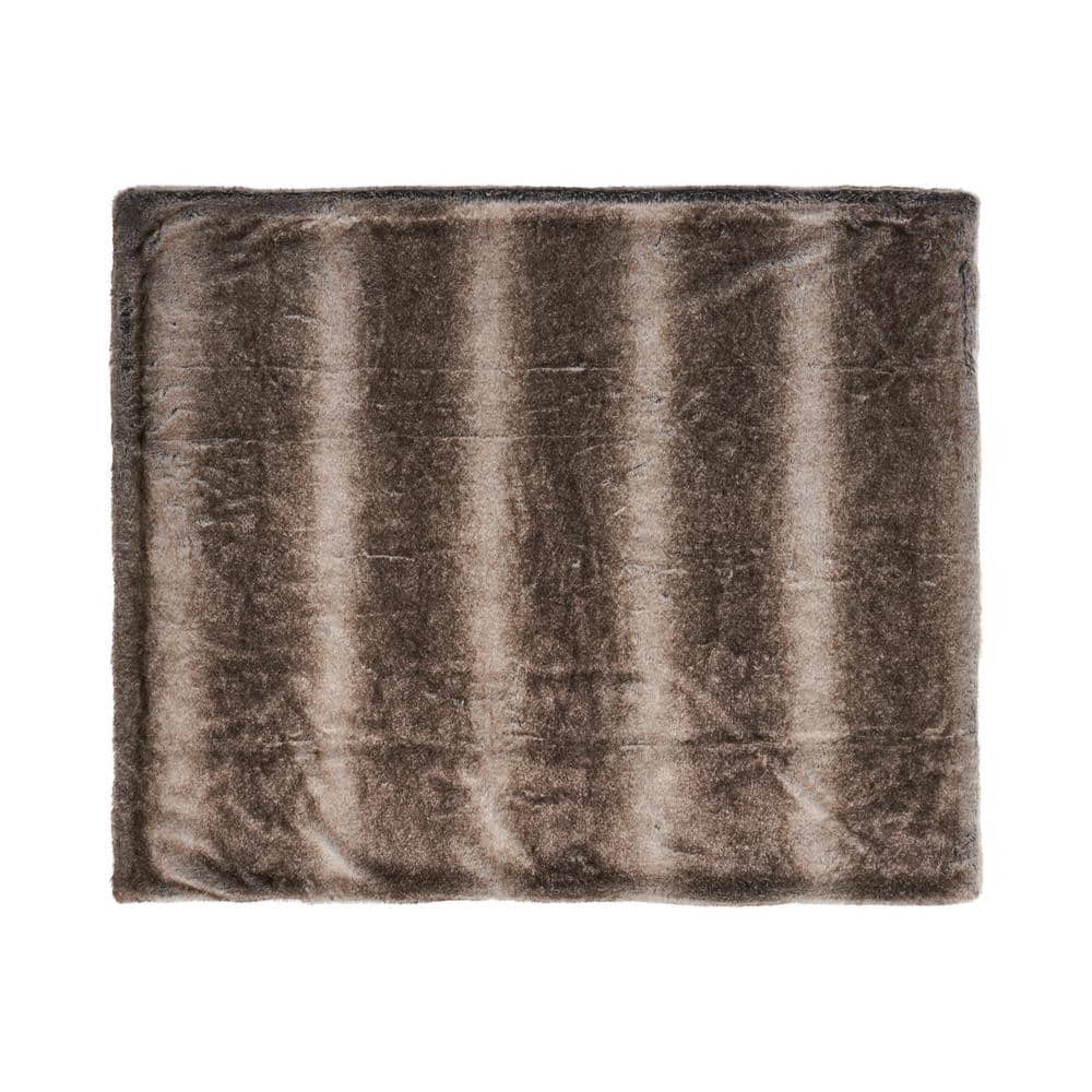 Elegant Series Brown Luxurious Theme Faux Fur Throw Blanket, Office Blanket