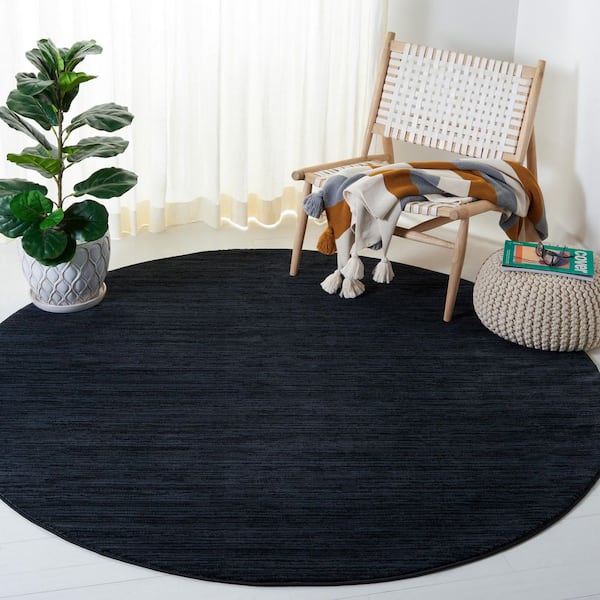 Vision Black 10 ft. x 10 ft. Solid Marle Round Area Rug