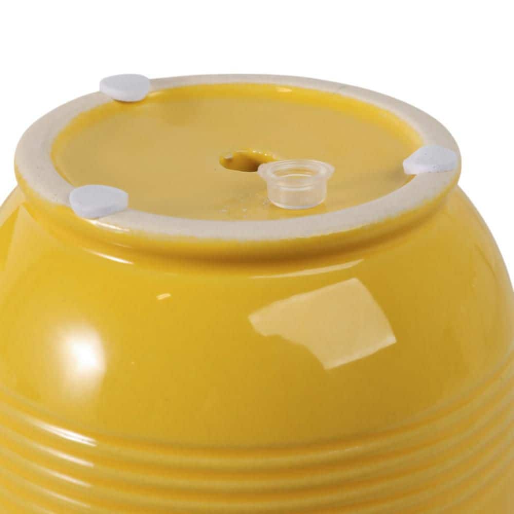 6 in. and 8 in. Yellow Ceramic Round Fluted Decorative Pots (Set of 2)