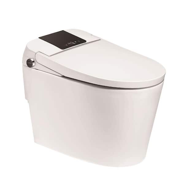 Tankless Elongated Smart Bidet Toilet 1.28 GPF in White with Arc Angle Auto Open, Close, Flush, Heated, Air Dryer, Light