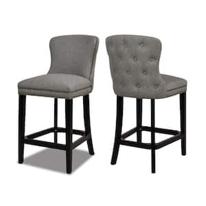 Sonoma 27 in. Heathered Gray Linen Upholstered Armless Counter Height Bar Stool (Set of 2)