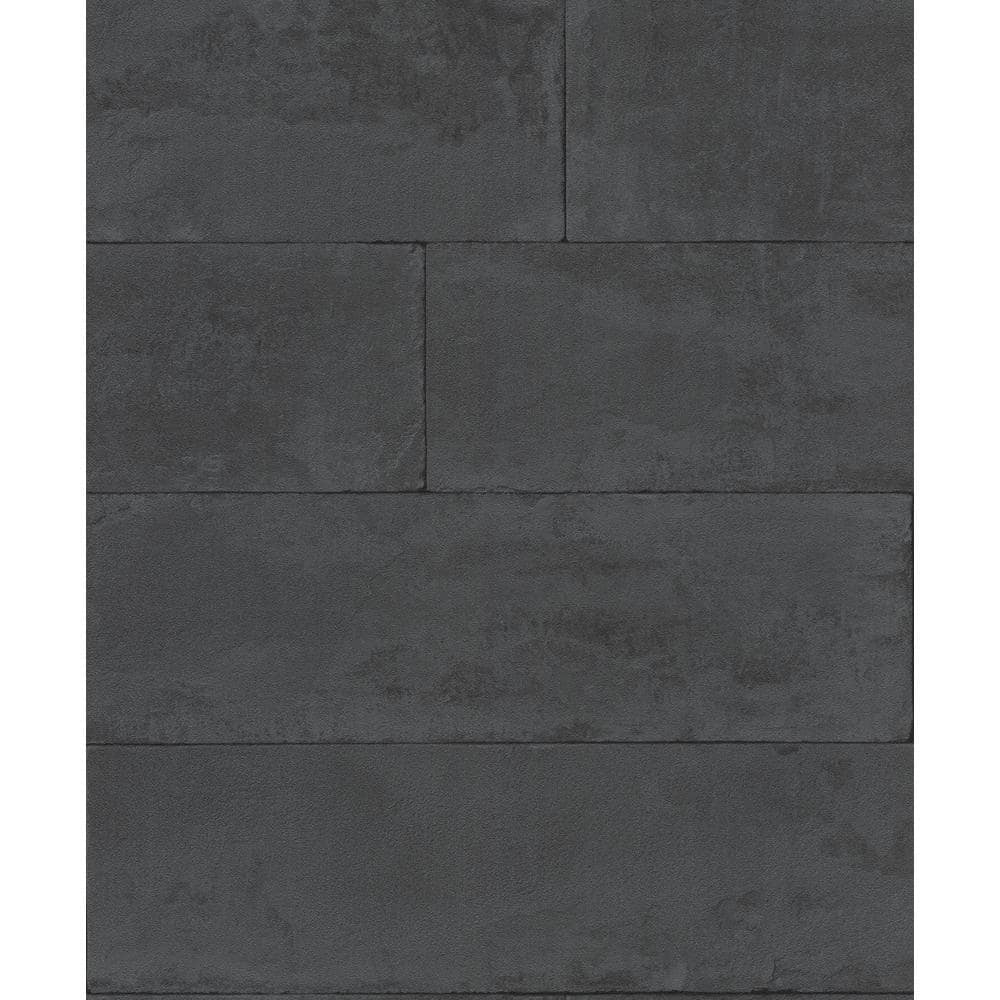 57.8 sq. ft. Lanier Black Stone Plank Strippable Wallpaper Covers