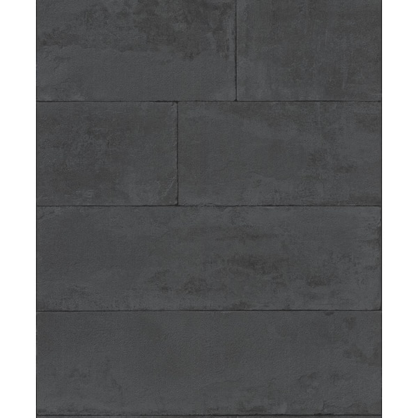 57.8 sq. ft. Lanier Black Stone Plank Strippable Wallpaper Covers