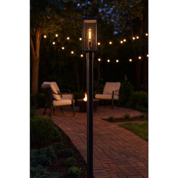 Max 1-Light Black Aluminum Weather Resistant Post Light with LED