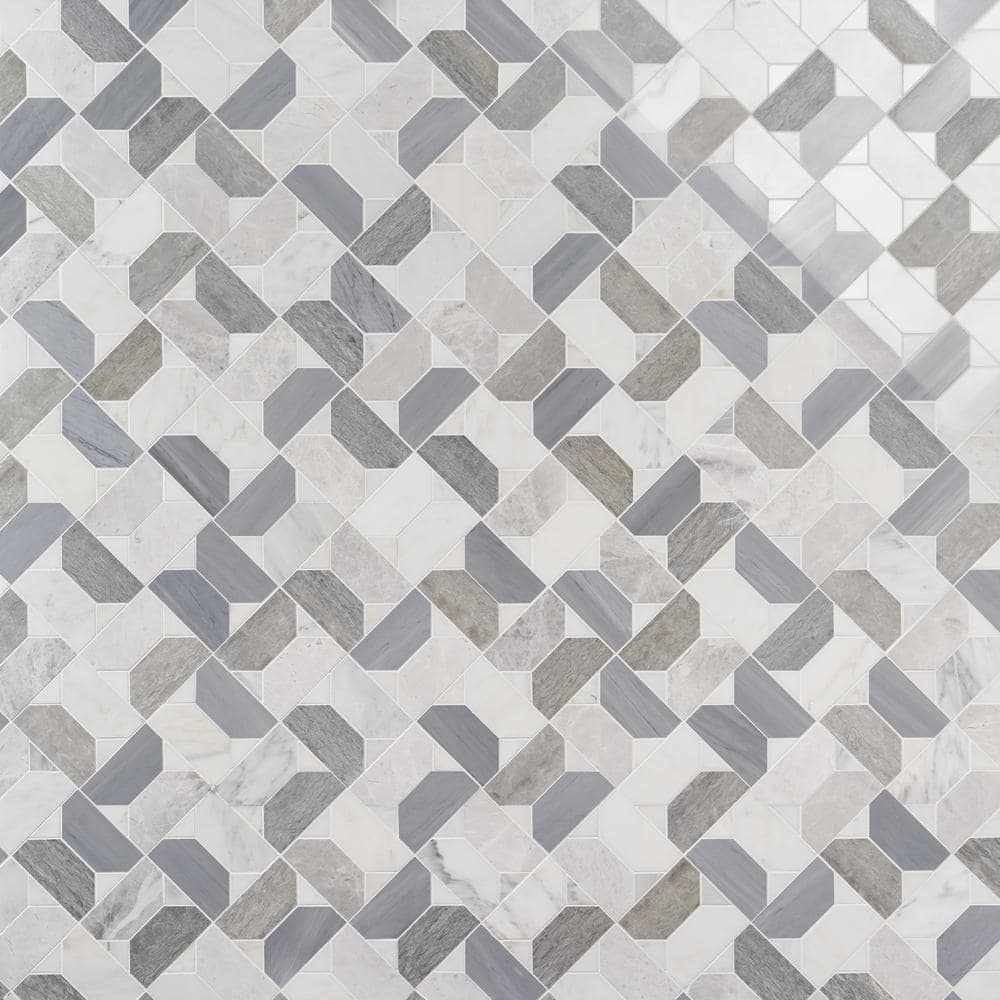 Pledge 12x12 Polished Marble Geometric Mosaic Tile