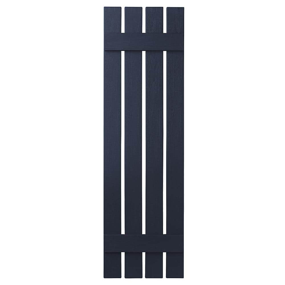 16 in. x 51 in. Polypropylene Plastic 4-Board Open Board and Batten Shutters Pair in Dark Navy