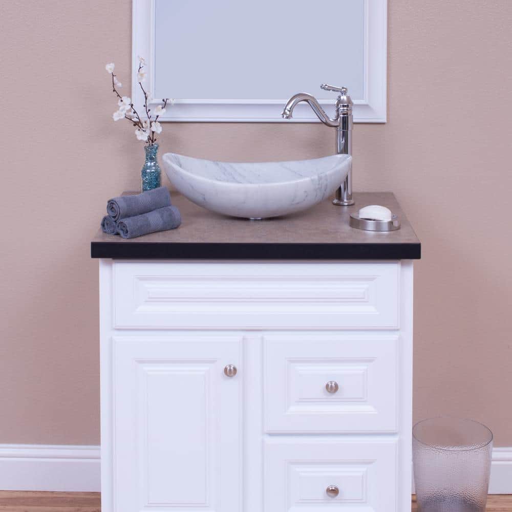 Carrara White Marble Oval Vessel Bathroom Sink