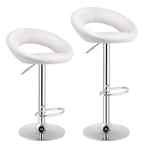 39.5 in. White Backless PU Leather 31.5" Bar Stools Adjustable Kitchen Counter Chairs (Set of 2 )