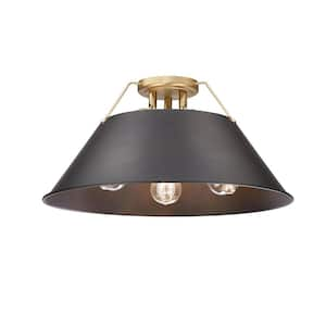 Orwell 18.75 in. 3-Light Brushed Champagne Bronze and Rubbed Bronze Flush Mount