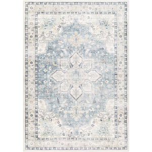 Erin 2 ft. x 8 ft. Blue/Ivory Oriental Indoor Runner